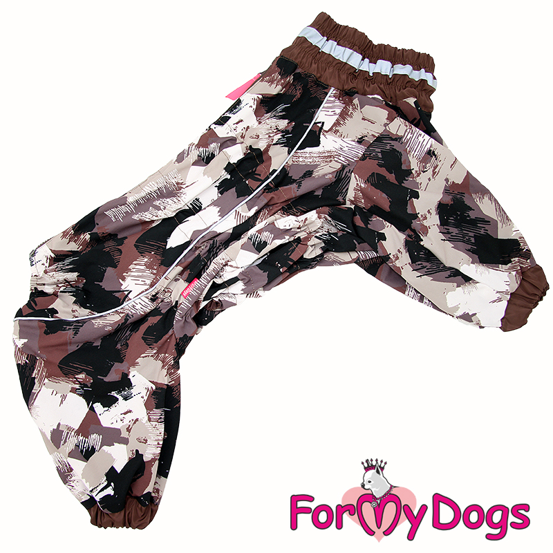 ForMyDogs Комбинезон ДОЖДЕВИК для собак Коричневый камуфляж для мальчиков В1 40*70 см