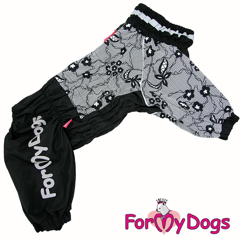 ForMyDogs Комбинезон ДОЖДЕВИК Кружево черный для девочек B1 40*70см