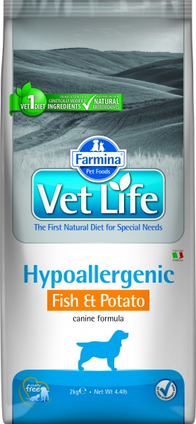 Корм Vet Life Диета для собак при пищевой аллергии с рыбой и картофелем (Hypoallergenic) 2 кг