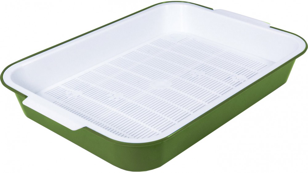 Gamma Туалет Эстет для кошек, с сеткой, темно-оливковый, 38х28х6.2 см