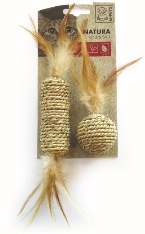 Игрушка для кошек с кошачьей мятой NATURA ролл и мячик