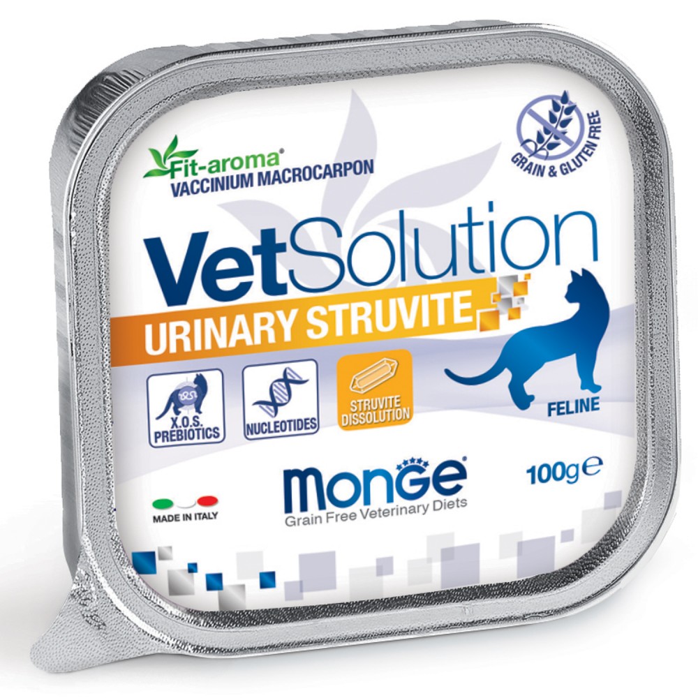Диетический корм Monge VetSolution Cat Urinary Struvite Уринари Струвит для кошек при заболеваниях мочеполовой системы и струвитном течении МКБ 100г