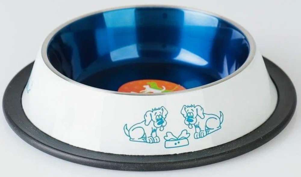 Миска с нескользящим основанием декоративная цветная, 230 мл, бело-синяя