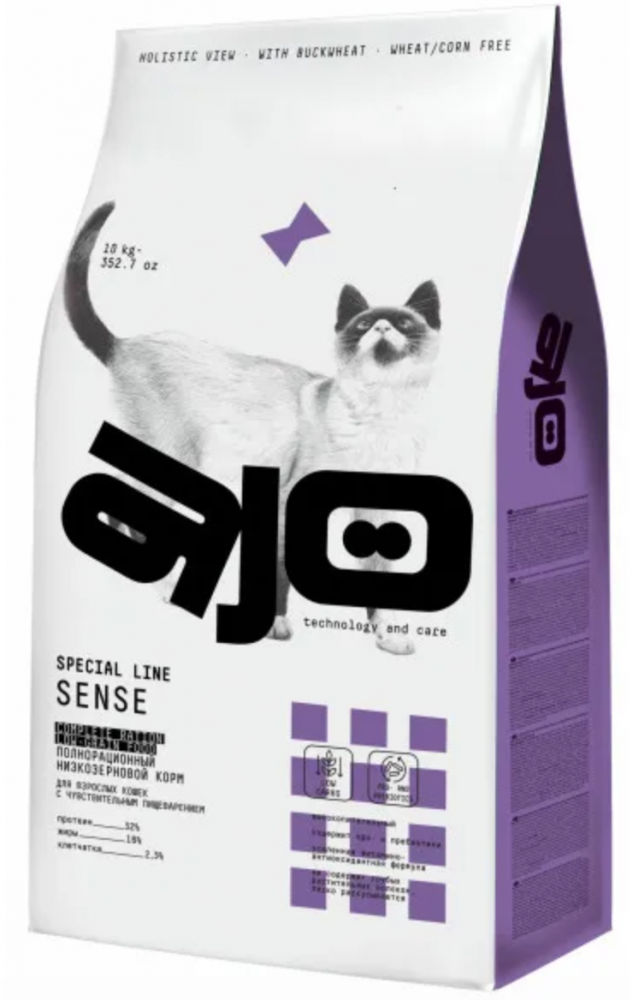 Ajo Cat Sense Сухой корм низкозерновой для кошек с чувствительным пищеварением с оленем