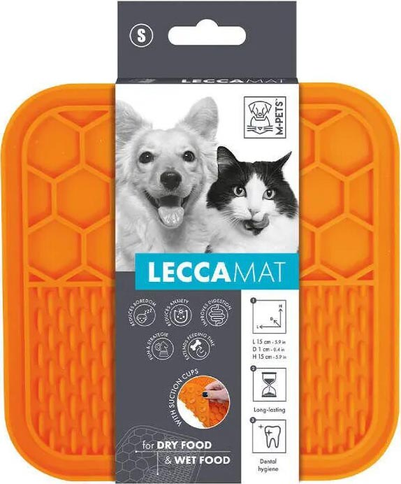 M-PETS Лизательный коврик для домашних животных, размер М, 21x21x1 см, цвет оранжевый
