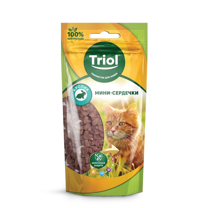 Лакомство Триол мини-сердечки из кролика для кошек 40 г