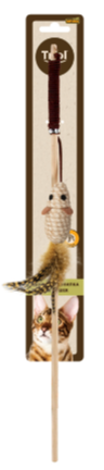 Игрушка-дразнилка для кошек "Мышь с перьями" для кошек, 70/400мм, Triol