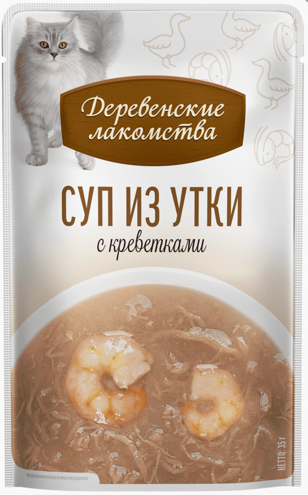 НАБОР Деревенские лакомства из Утки с креветкой : СУП 4*35 г для кошек