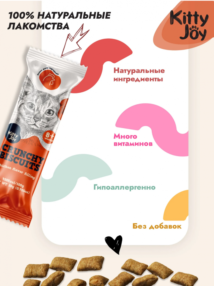 Лакомство Китти Джой Подушечки с начинкой со вкусом курицы для кошек 20 г